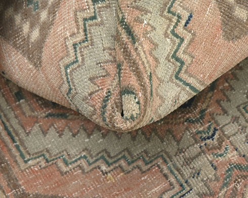 10 Ft Vintage Terracotta Persian Style Hand Knotted Low Pile Wool Runner Rug